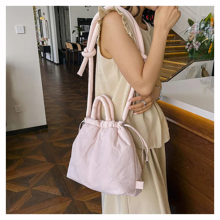 Women Shoulder Crossbody Bags Casual Nylon Padded Tote Bag Designer Soft Puffer Simple Vintage Large Capacity Handbags