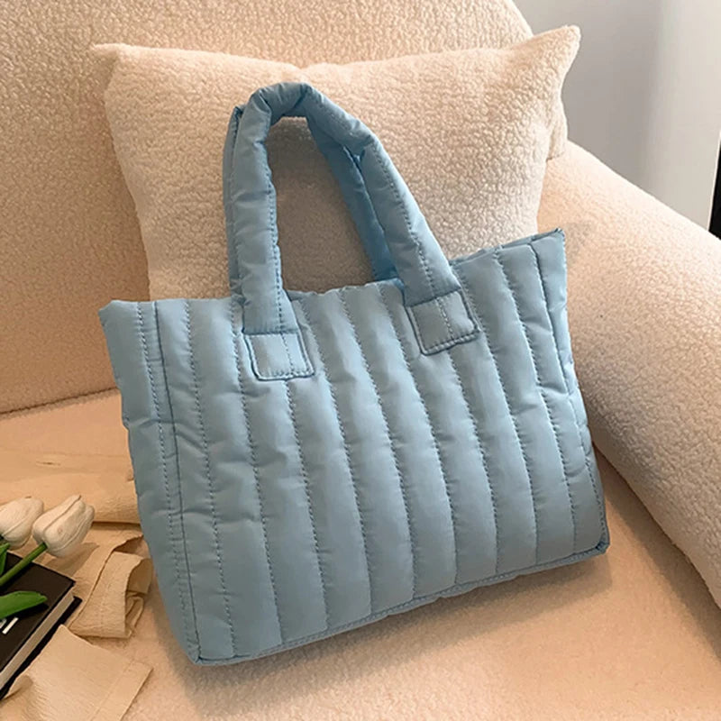 1pcs Ladies Tote Bags Large Capacity Cotton Padded Bag Solid Color Casual Fashion Nylon Elegant for handbag