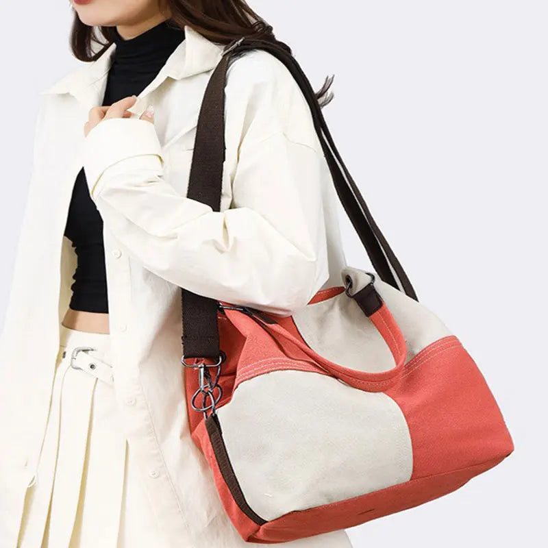 New Canvas Retro Shoulder Bag Simple Fashionable Versatile Women's Commuting Bag Large Capacity Crossbody Bag
