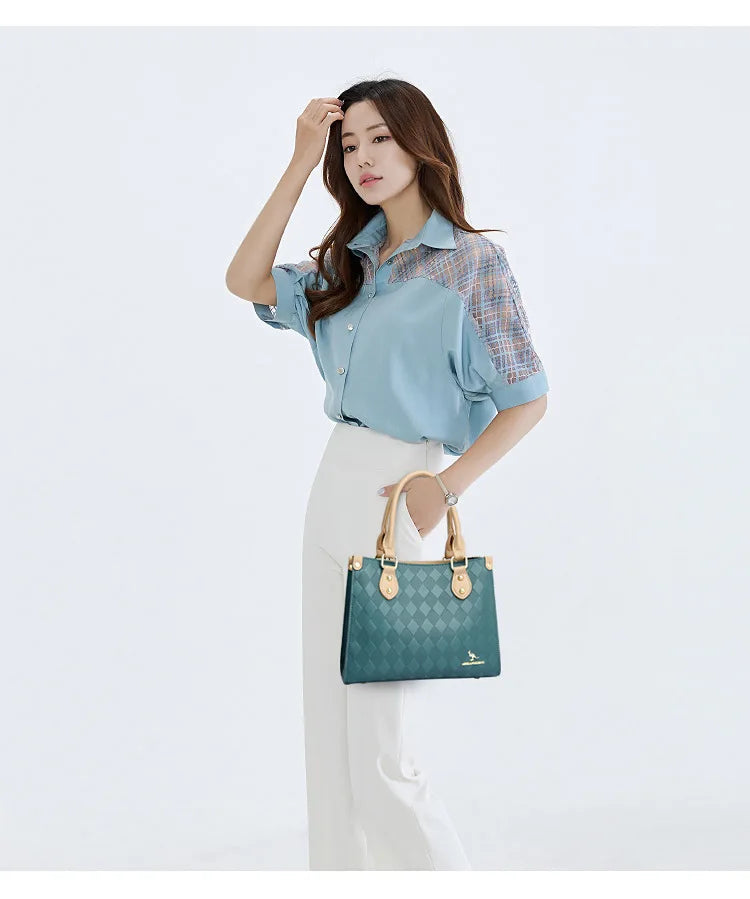 Fashionable Large Women's Handbag Shoulder Bag Crossbody Bag for Middle-Aged Mothers PU Material Boston Bag Style Summer Hot...