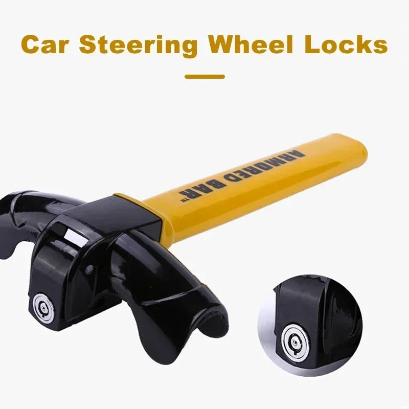 Heavy Duty Car Steering Wheel Lock - Universal Anti-theft Rotary Design, Enhance Security for Car & Van