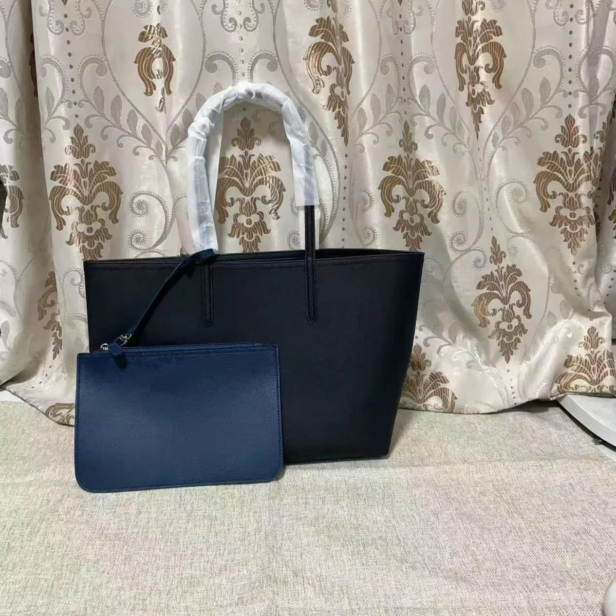 Large Capacity Fashionable Simplistic French Crocodile Ladies Shoulder Bag Double Sided Color Block Handbag Tote Bag