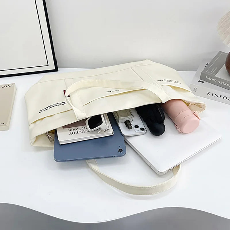 Women's Bag Versatile Multiple Pockets Shoulder Bags For Women Casual Large Capacity Canvas Tote Bag Daily Commuting Handbags