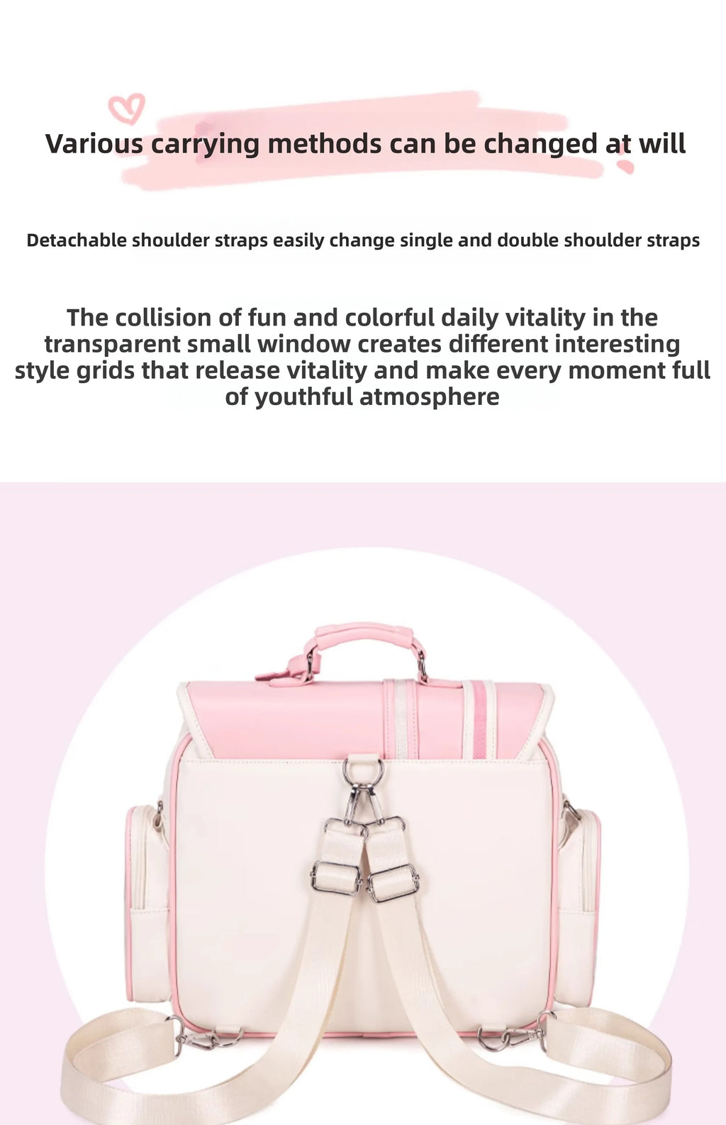 Original Ltabag Backpack Large Food Pain Window Two-dimensional Single Shoulder Messenger Bag Sweet College Schoolbag for Women