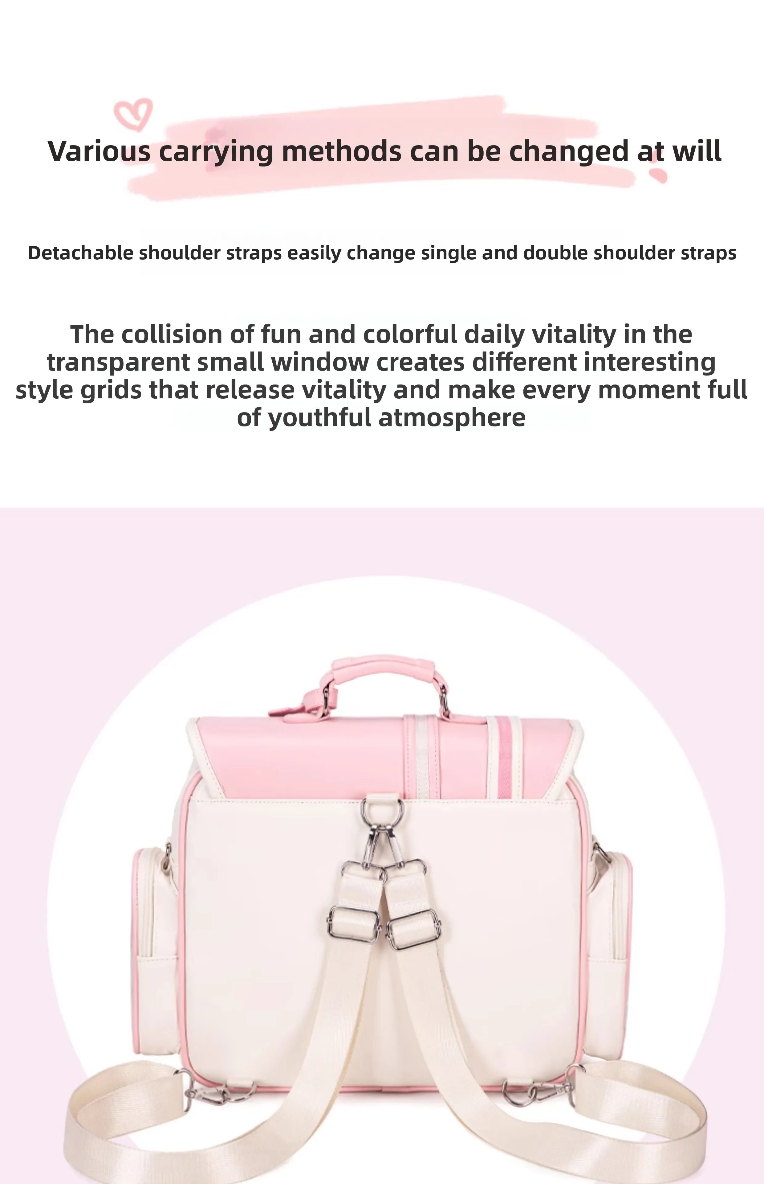 Original Ltabag Backpack Large Food Pain Window Two-dimensional Single Shoulder Messenger Bag Sweet College Schoolbag for Women