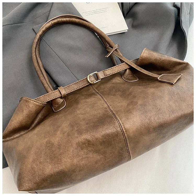 Women's Tote Bag, Large Capacity Soft Leather Shoulder Bag, Retro Casual Handbag, Perfect for Commuting Handbags Travel Bag