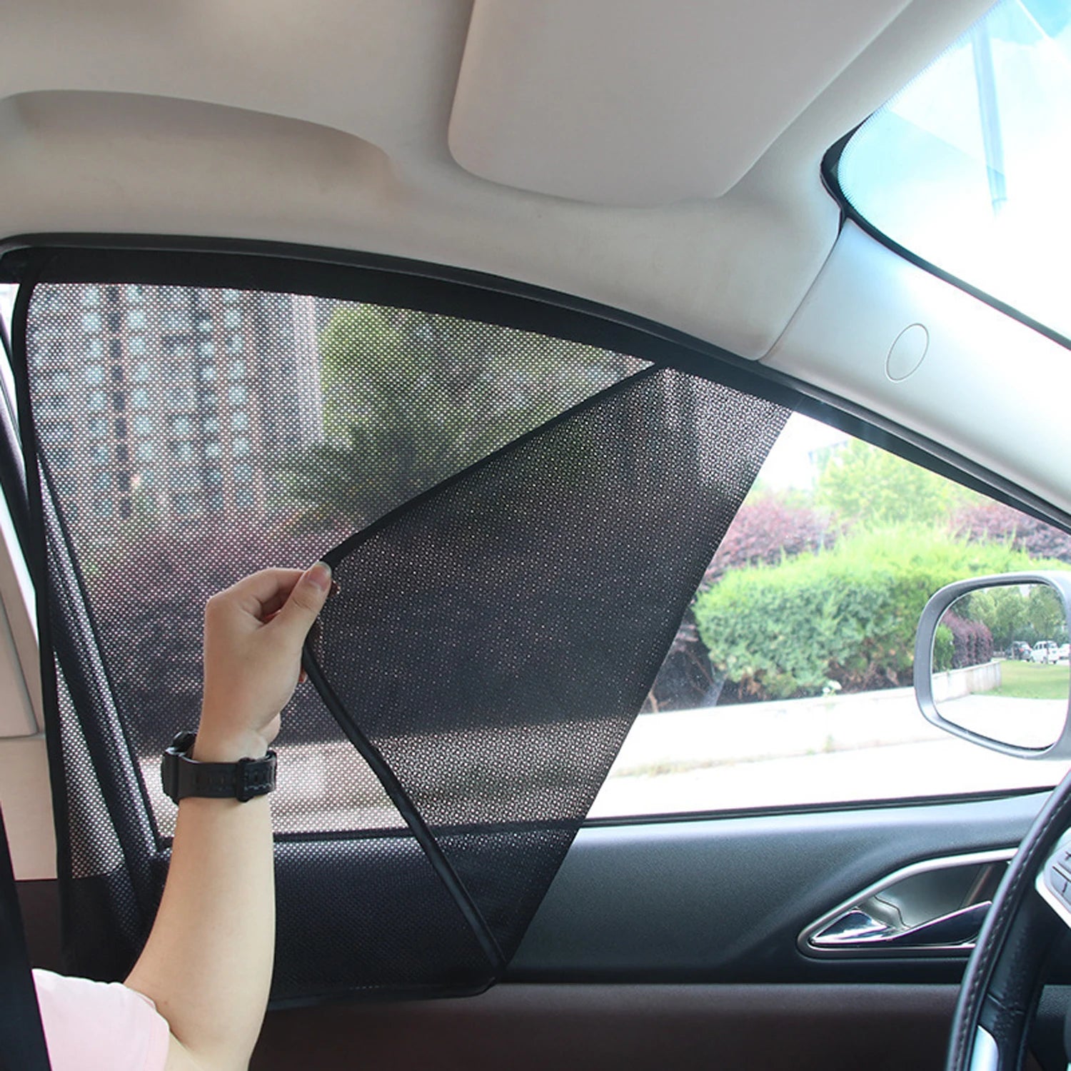 Magnetic Car Sunshade Universal Foldable Unobstructed View Nylon Mesh Curtain with Strong Magnets UV Protection Window Sunshades