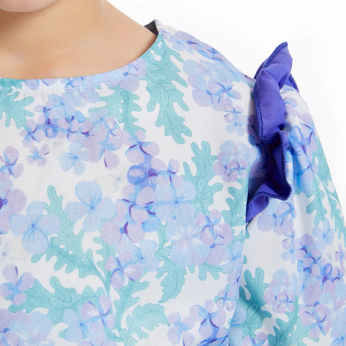 Abaya Girls Long Sleeve Dresses,Muslim Floral Dress for Kids,Conservative Outfits,Full Cover Robe Gown,Children's Beaching Dress