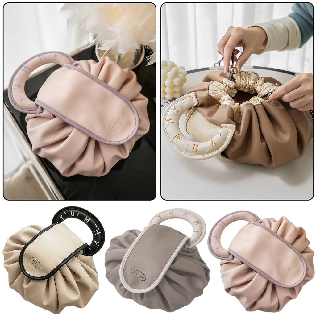 Portable Makeup Bag for Daily Use Fashion Women Large Capacity Travel Toiletry Bags Ladies Drawstring Cosmetic Storage Pouch