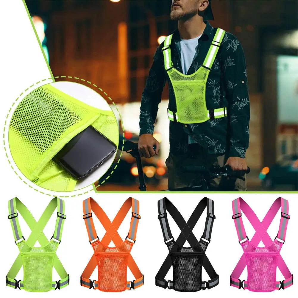 Reflective Safety Vests Lightweight Adjustable Elastic Vest Jacket Hi Vis Reflective Strips for Traffic Control Running Cycling