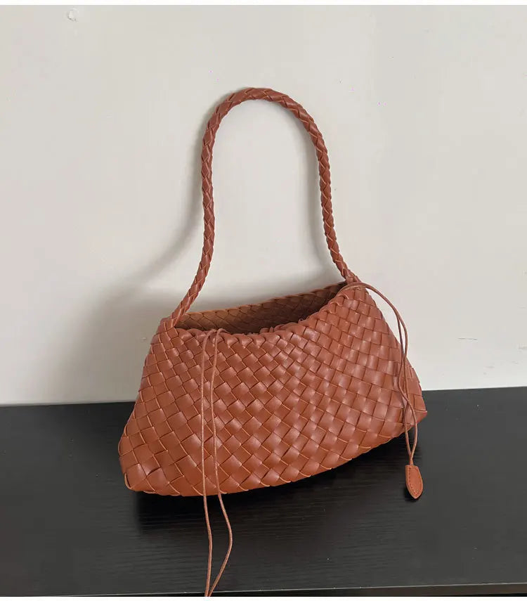 Hand woven armpit bag, women's new high-end and versatile retro handbag, single shoulder mother bag