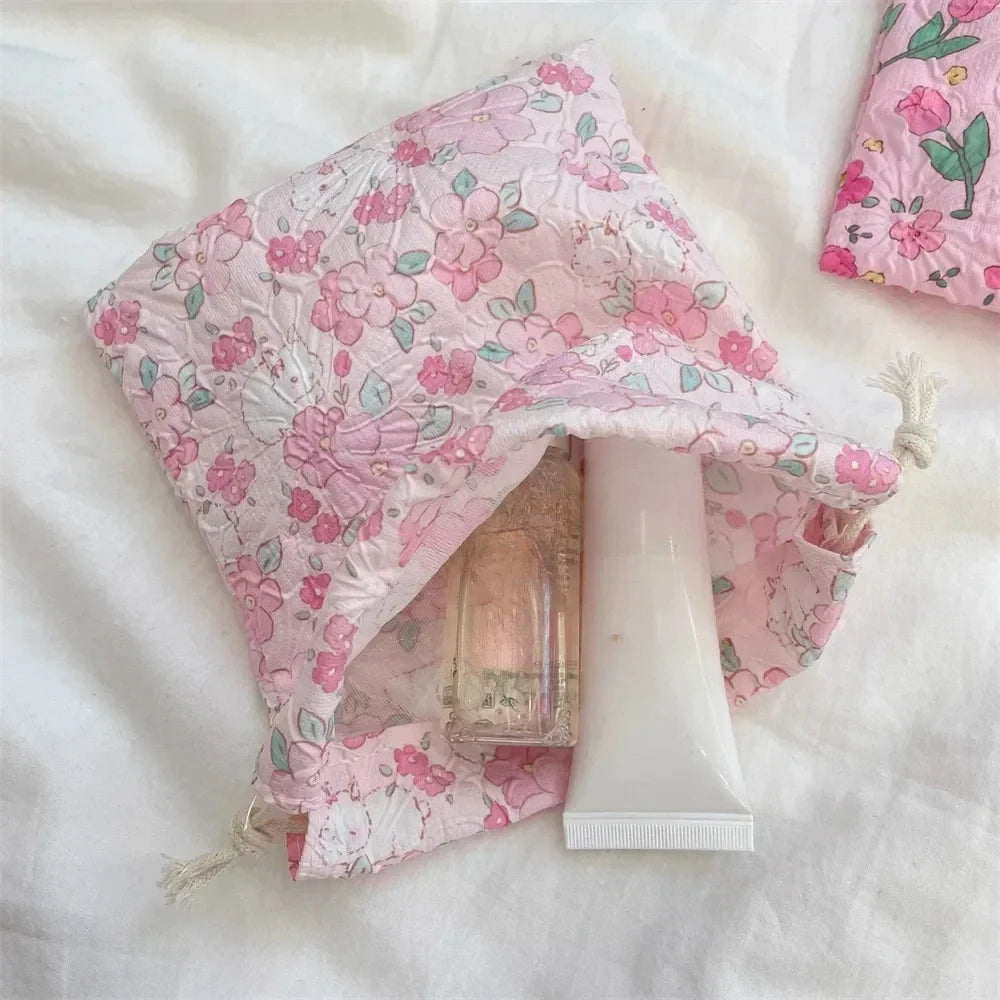 Cute Bear Cartoon Drawstring Bags Women Drawstring Packaging Pocket Cosmetic Bag Makeup Bag Large Capacity Coin Purse Coin Pouch