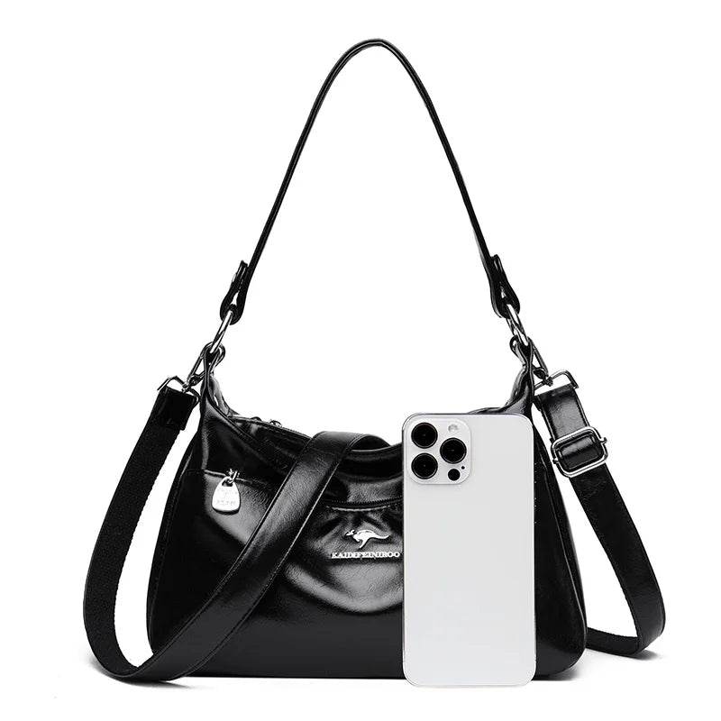 New Messenger Bags Women Fashion Handbags Retro Solid Color PU Leather Shoulder Underarm Bag Casual Women Handbags Designer Bag