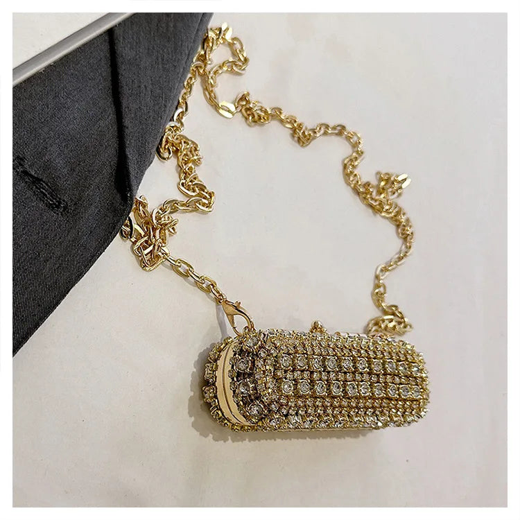 Mini Evening Bags for Women 2025 New Fashion Diamonds Shoulder Bag Ladies Luxury Cute Chain Party Lipstick Crossbody Bag Woman