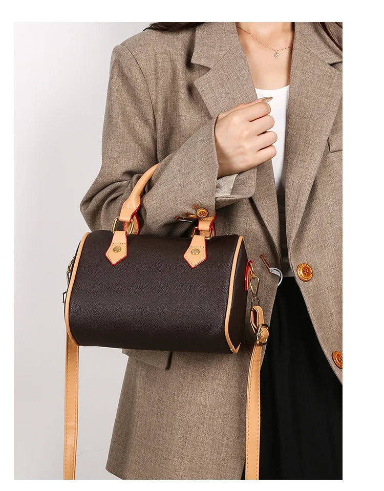 Luxury PU Women's Shoulder Bag - Pillow Boston Bag, Adjustable Crossbody/Handheld/Underarm, Spacious Multi-Way Purse