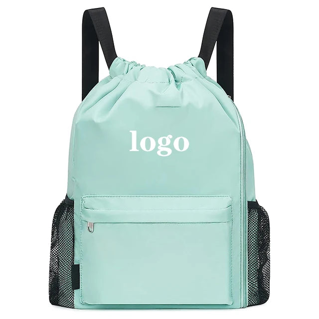 Custom Sports Gym Bags With Side Pocket For Men Women Drawstring Backpack Water Resistant Drawstring Bags Gym Backpack