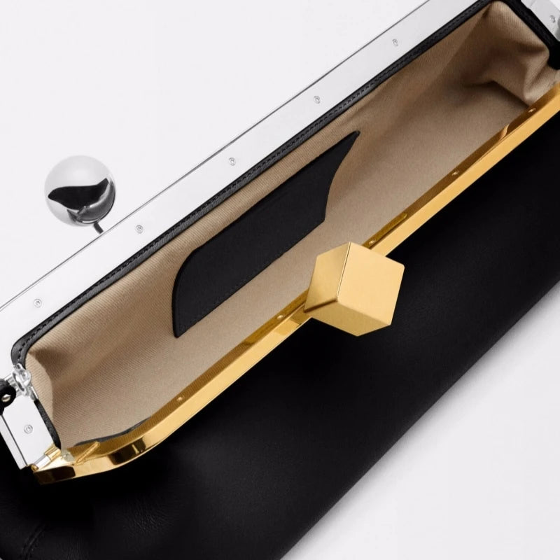 Long Clutch Bag with Removable Shoulder Strap, Women's Fashionable Baguette Bag, Luxury Designer Clip Handbag Purses for Ladies