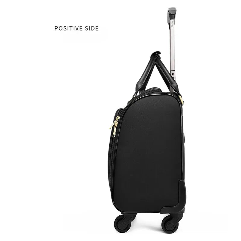 Luxury Design 16/18Inch With Handbag Women Rolling Luggage Small Cabin Carry On Retro Ladies Trolley Suitcase Travel Bag
