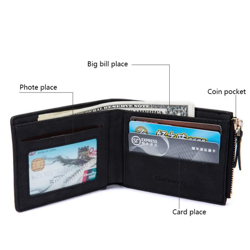 Men Wallets Leather Wallet Money Bag Credit Card Holder Dollar Bill Wallet Clutch Purse for Boy Short Wallets Cartera Hombre New