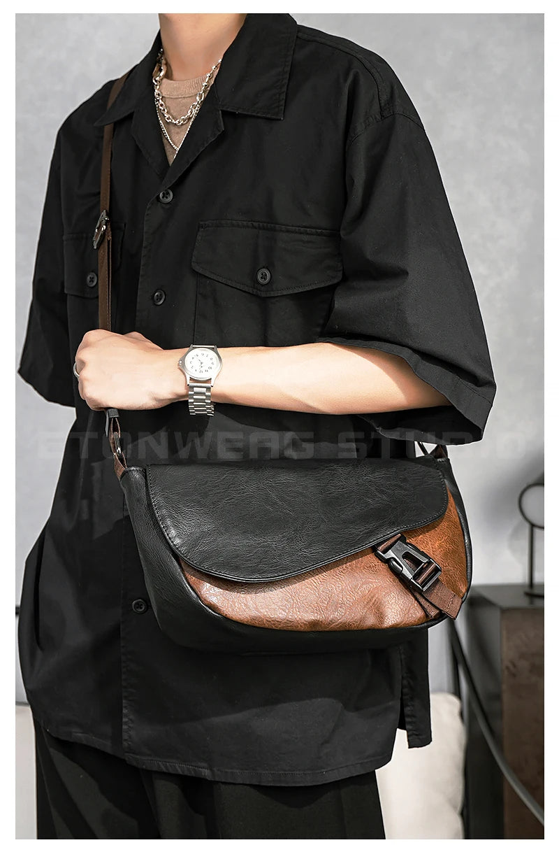 Trendy Men's Retro Small Satchels Bag Versatile Commuting Shoulder Bags New Fashion Postman Bags For Cool Boys