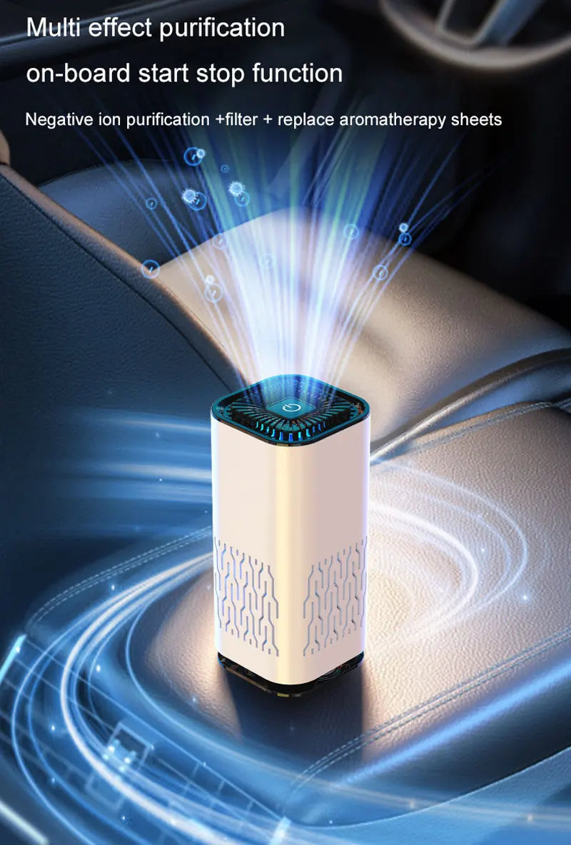 MINI Car HEPA Air Purifier Remove Smoke Odor Formaldehyde Negative Ion Air Cleaner for Car Bedroom Aromatherapy Purification New