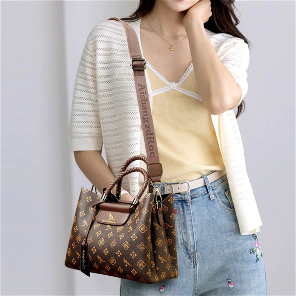 Elegant Women's Handbag Unique Handle Design Featuring a Stylish Pattern Spacious Interior  Adjustable Strap Functionality