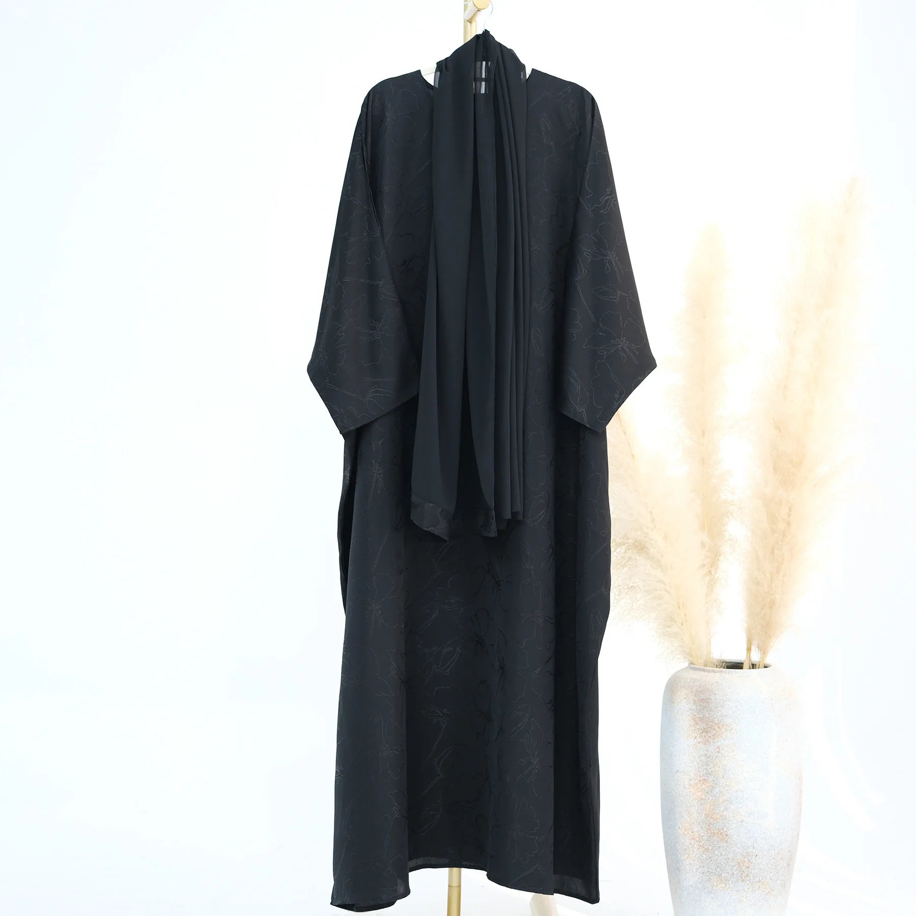 Luxury 2 Piece Muslim Outift Sets for Women Ramadan Dubai Hijab Abaya Dress Islamic Party Kaftan Robe Elegant Turkey Gown 2025