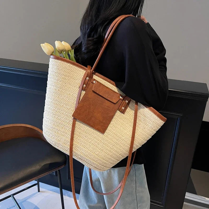 Luxury Designer Straw Beach Bag Large Capacity Beach Shoulder Bag For Women Summer Raffia Handbag Shopper Basket Tote Travel Bag
