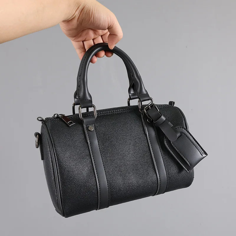 Luxury Men's Crossbody Bag New Fashion Design Crossbdoy Bags Men Soft PU Leather Male Shoulder Bag Barrel Shaped Handbag