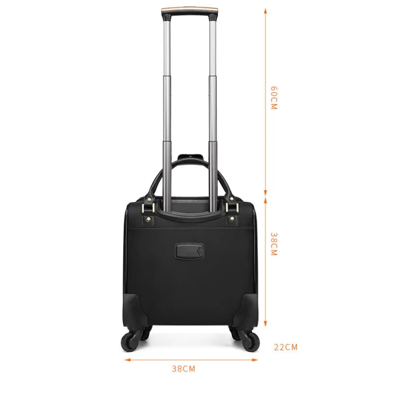 Luxury Design 16/18Inch With Handbag Women Rolling Luggage Small Cabin Carry On Retro Ladies Trolley Suitcase Travel Bag