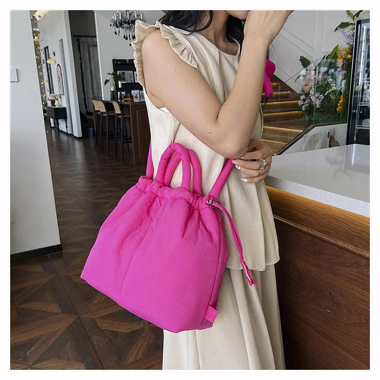 Women Shoulder Crossbody Bags Casual Nylon Padded Tote Bag Designer Soft Puffer Simple Vintage Large Capacity Handbags