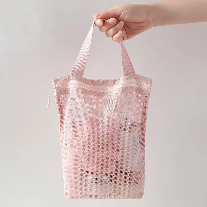 Mesh Makeup Toiletry Storage Bags Handbags Portable Travel Washing Body Shower Tools Organizer Hanging Cosmetic Organizer Pouch