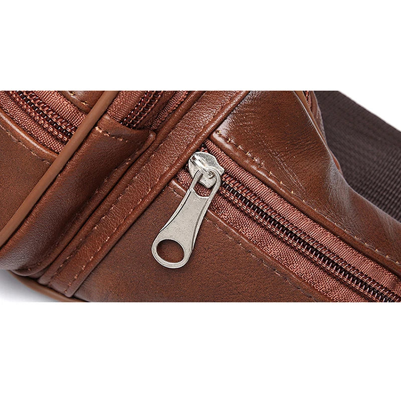 Men's Waist Pack PU Leather Bag Waist Belt Bag Male Artificial Leather Fanny Pack Fashion Luxury Small Shoulder Bags For Men