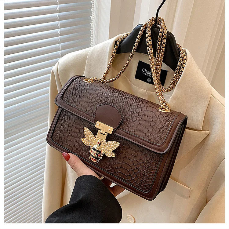 Luxury Handbags for Women Crossbody Bags Bee Lock Tote Casual Flap Purses Crocodile Print Leather Handbag Ladies Shoulder Bags