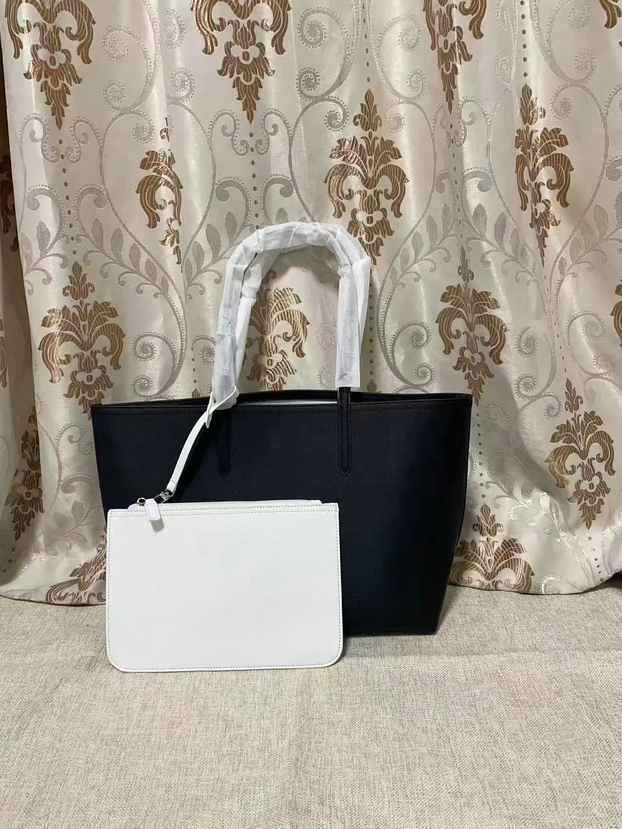 Large Capacity Fashionable Simplistic French Crocodile Ladies Shoulder Bag Double Sided Color Block Handbag Tote Bag