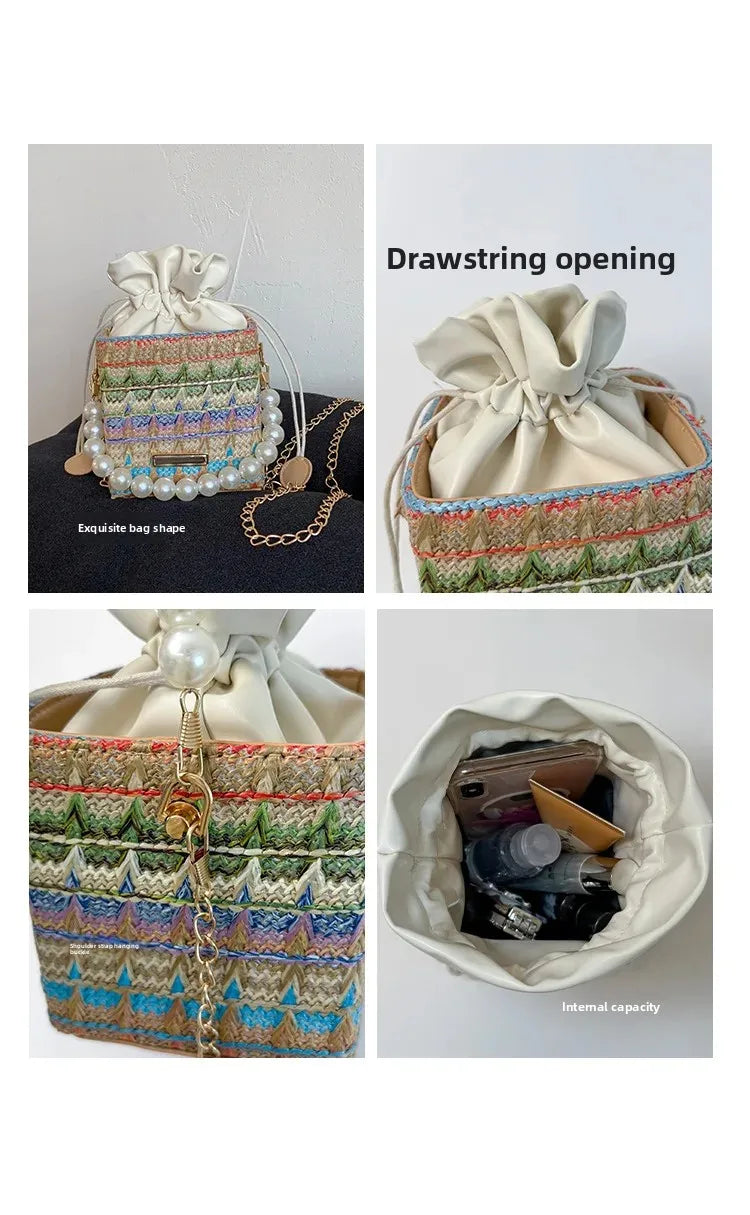 Trendy Chain Strap Women's Crossbody Bag Fashionable Drawstring Shoulder Bag Stylish Small Square Handbag Casual New Model