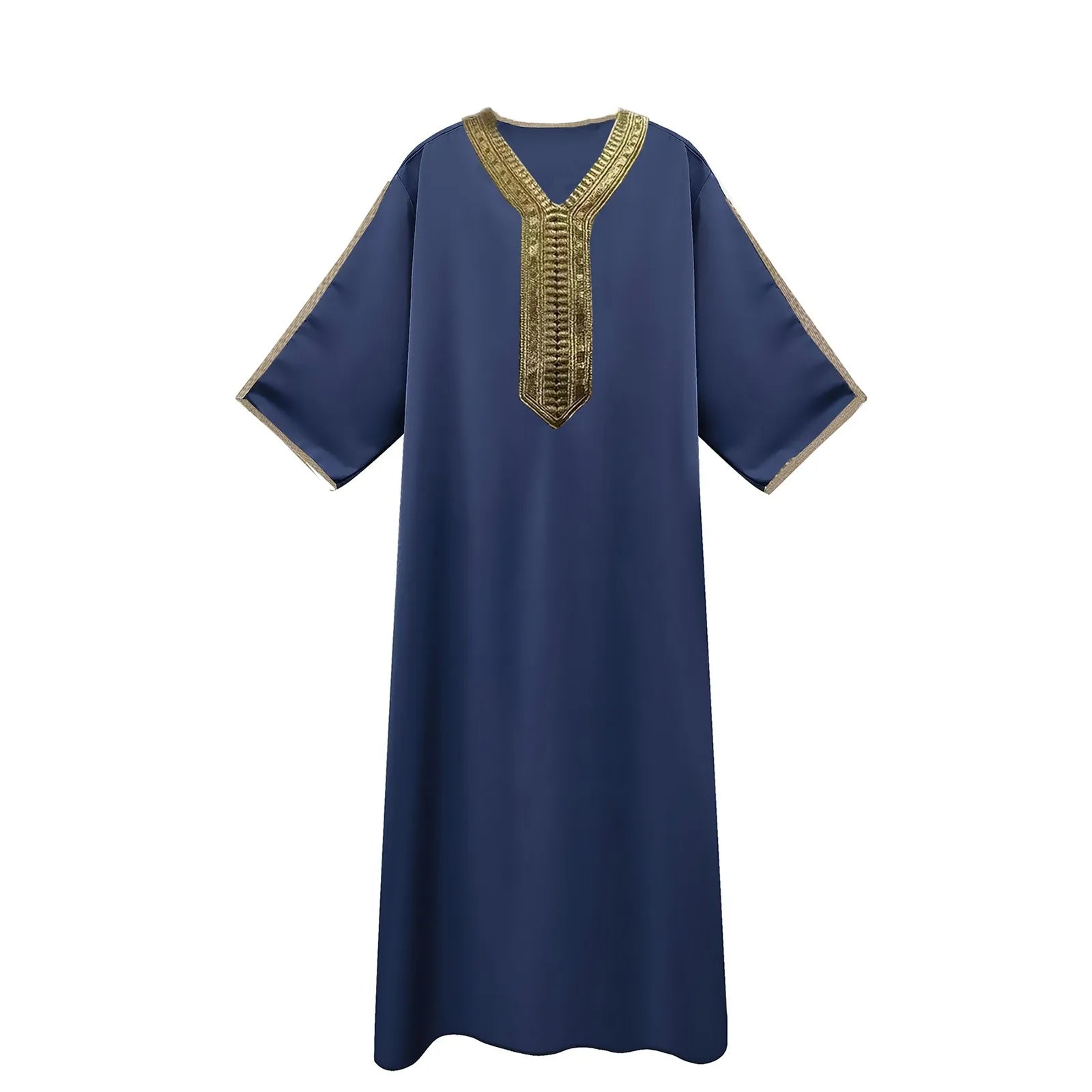 Men's Muslim Robe Arab Middle Robe Long Sleeve Embroidered Long Shirt Prayer Simple Loose Clothing