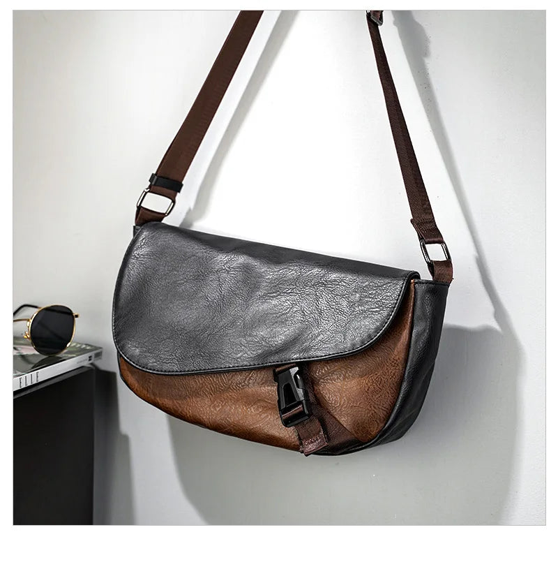 Trendy Men's Retro Small Satchels Bag Versatile Commuting Shoulder Bags New Fashion Postman Bags For Cool Boys