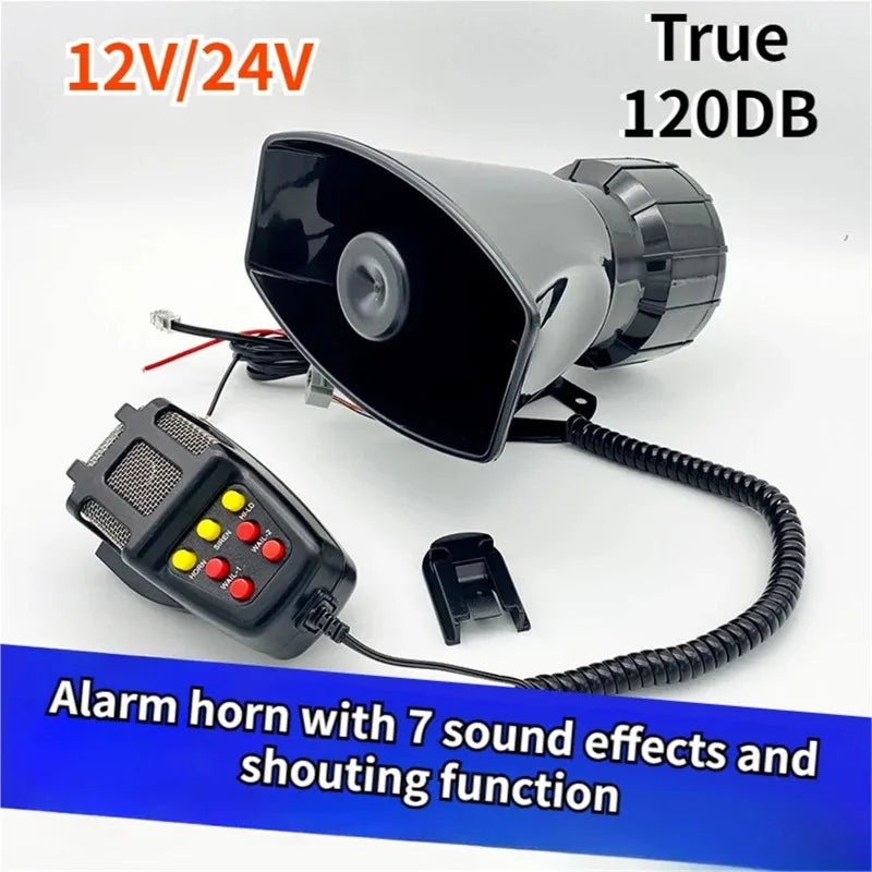 Car Horn Police Siren Air Horn Megaphone Tone 12V 100W Car Warning Alarm Mic PA System Emergency Amplifier Hooter Speakers Loud