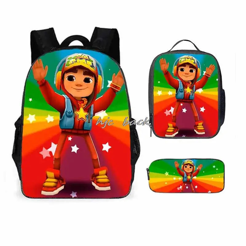 School Bags Girls Boys Subway Surfers Primary Kids School Backpcak 3Pcs Cartoon Schoolbags Kids Mochilas Escolar Infantil Gift