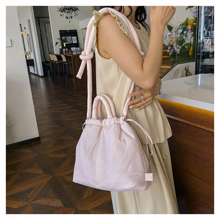 Women Shoulder Crossbody Bags Casual Nylon Padded Tote Bag Designer Soft Puffer Simple Vintage Large Capacity Handbags