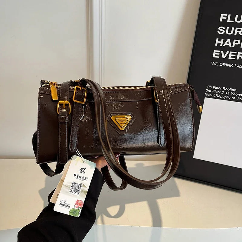 Luxury Brand Leather Messenger Bag, Women's Crossbody Bag For Ladies, Elegant Tote Bags With Famous Designer Popular Style