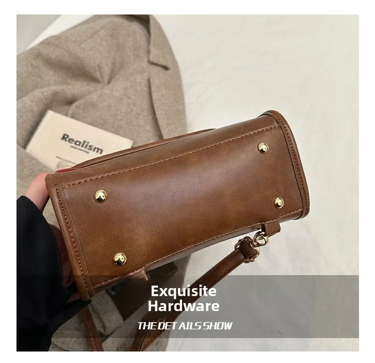 Casual Retro Large Capacity Women's Backpack Fashionable Versatile Stylish Satchel Crossbody Bag New Black City Simple Style PU