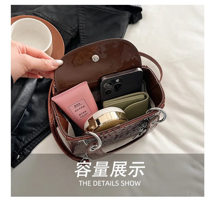 Women's Princess Diana - Style Glossy Crocodile Shoulder Bag - High - End,Versatile Messenger for On - the - Go luxury designer