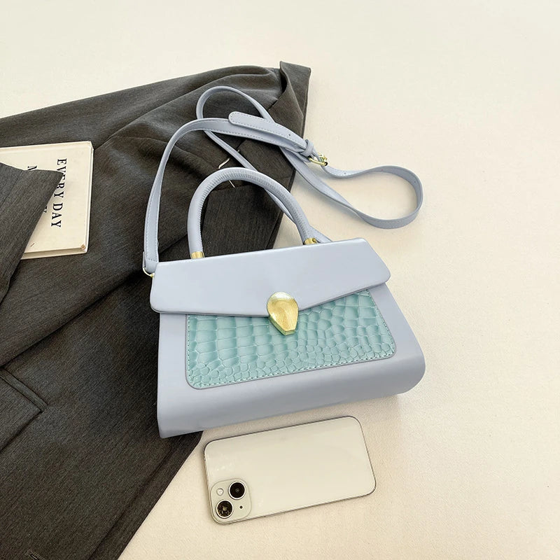 Luxury Black Handbag Classic Women Bag 2024 New Designer Shoulder Bag High Quality Solid Pu Leather Crossbody Small Square Bag