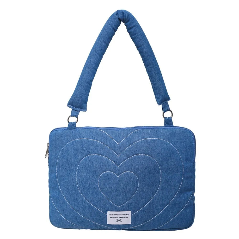 Portable Fashion Computer Bag 14 Inches Shockproof Laptop Bag Soft Bowknot Embroidered Tablet Carring Case Daily Commute