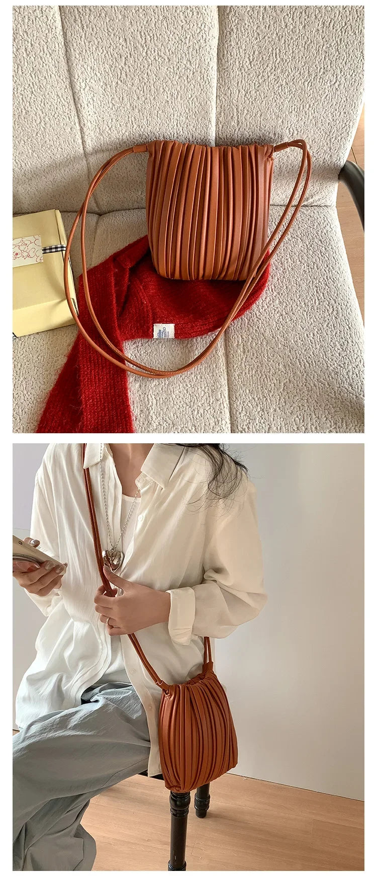 Luxury Women's Shoulder Crossbody Bag Summer New Luxury Soft PU Pleated Mini Bag Versatile Fashion Candy Color Small Square Bag