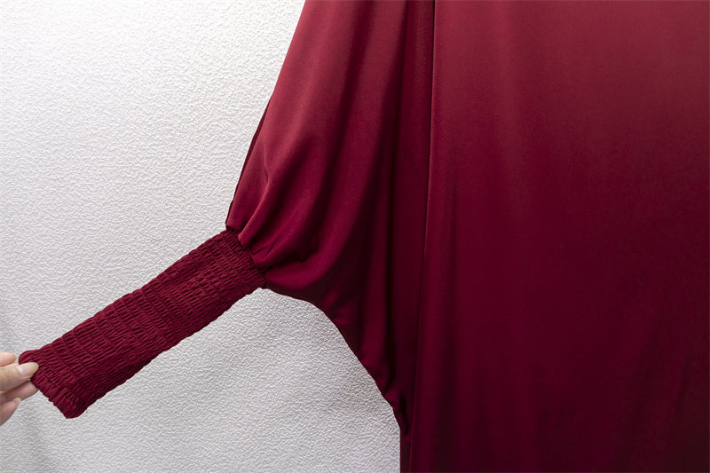 Muslim Abaya Women Jilbab Islamic Clothing Dubai Saudi Black Robe Turkish Modesty One-piece Prayer Dress Hooded Smocking Sleeve