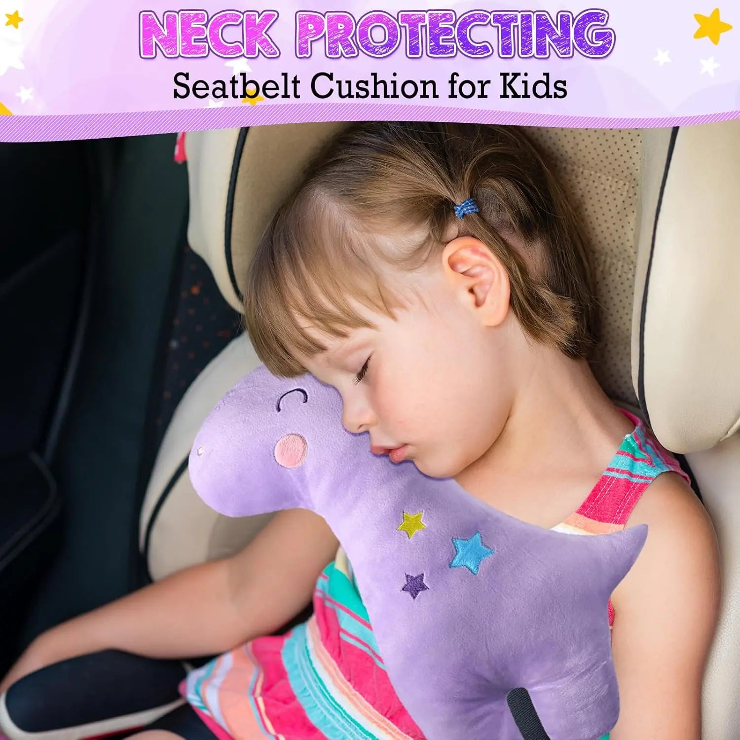 2 Pcs Seat Belt Pillow for Kids Seatbelt Cover，Boys Girls Cushion,Car Strap Covers ,Travel Sleep Neck Head Support Pad