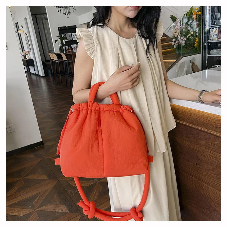 Women Shoulder Crossbody Bags Casual Nylon Padded Tote Bag Designer Soft Puffer Simple Vintage Large Capacity Handbags